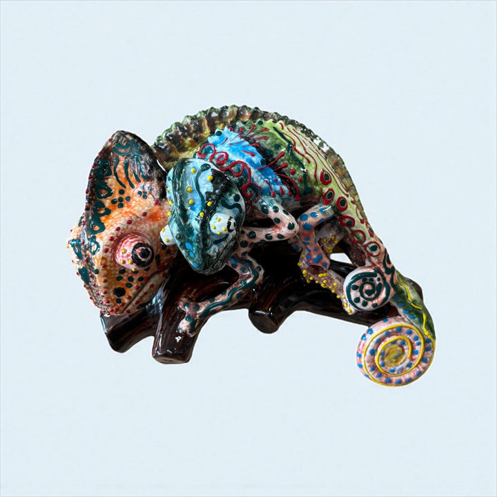 Beautiful Hand Painted Talavera Chameleon Momma & Baby Wall Decor – Assorted Designs