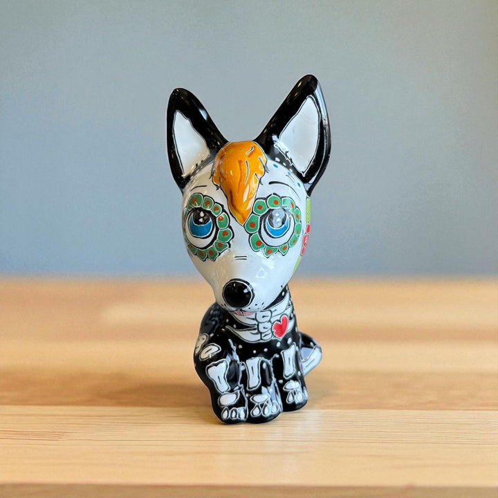 Cute Day of the Dead Hand Painted Talavera Floral Skeleton Xoloitzcuintli “Xolo” Mexican Dog Figure (Varying Design)