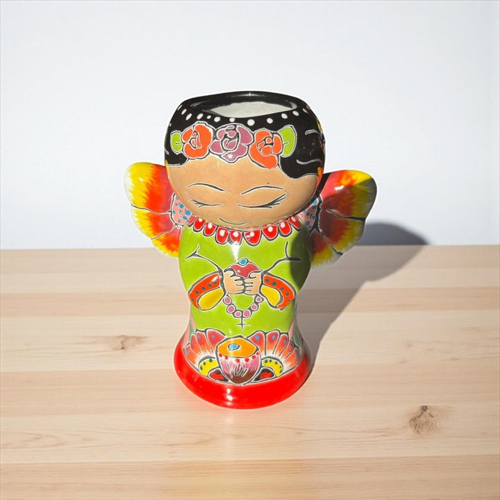 Cute Hand Painted Mexican Talavera Rosemary Praying Angel Mini Planter Pot – Assorted Designs