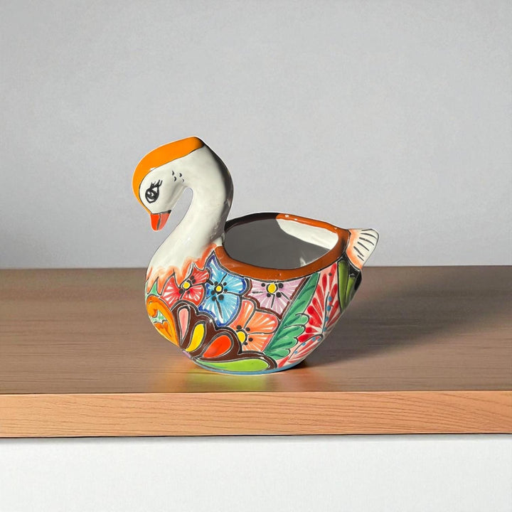 Hand Painted Talavera Small Swan Planter Pot – Assorted Designs