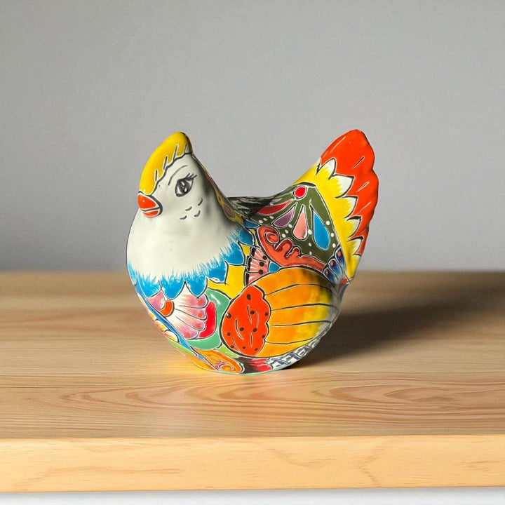 Cute Hand Painted Talavera Chicken Hen Sculpture – Assorted Designs