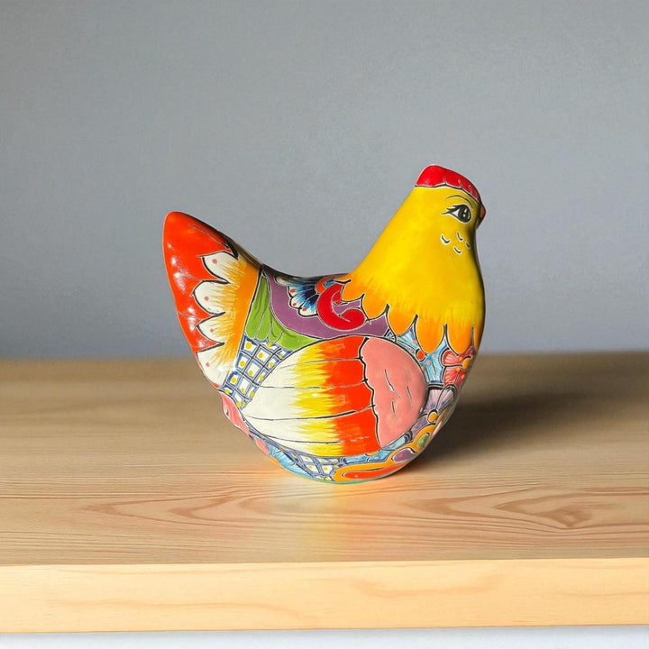 Cute Hand Painted Talavera Chicken Hen Sculpture – Assorted Designs