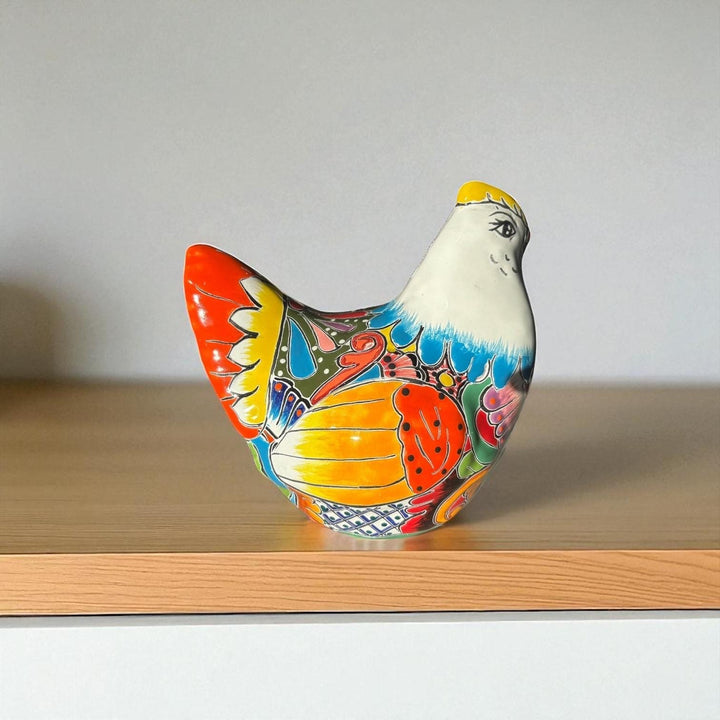 Cute Hand Painted Talavera Chicken Hen Sculpture – Assorted Designs