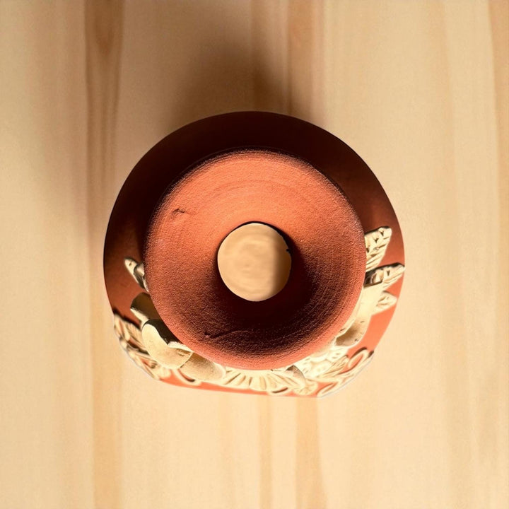 Hand Sculpted Countertop Natural Clay Floral Mexican Folkart Chimney “Chimenea de Barro” From Oaxaca