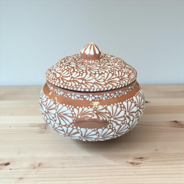 Hand Painted Brown and White Talavera Tureen Soup Serving Bowl with Lid “Sopera” (Cielito Lindo Inspired)