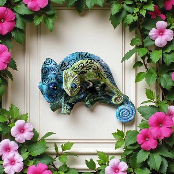 Beautiful Hand Painted Talavera Chameleon Momma & Baby Wall Decor – Assorted Designs