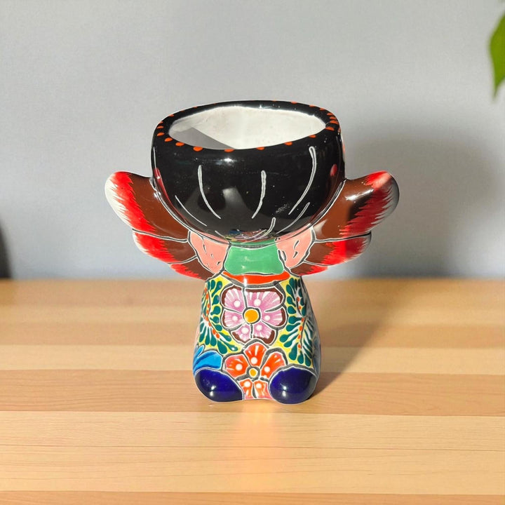 Cute Hand Painted Talavera Little Kneeling Praying Angel Mini Planter Pot (Varying Design)