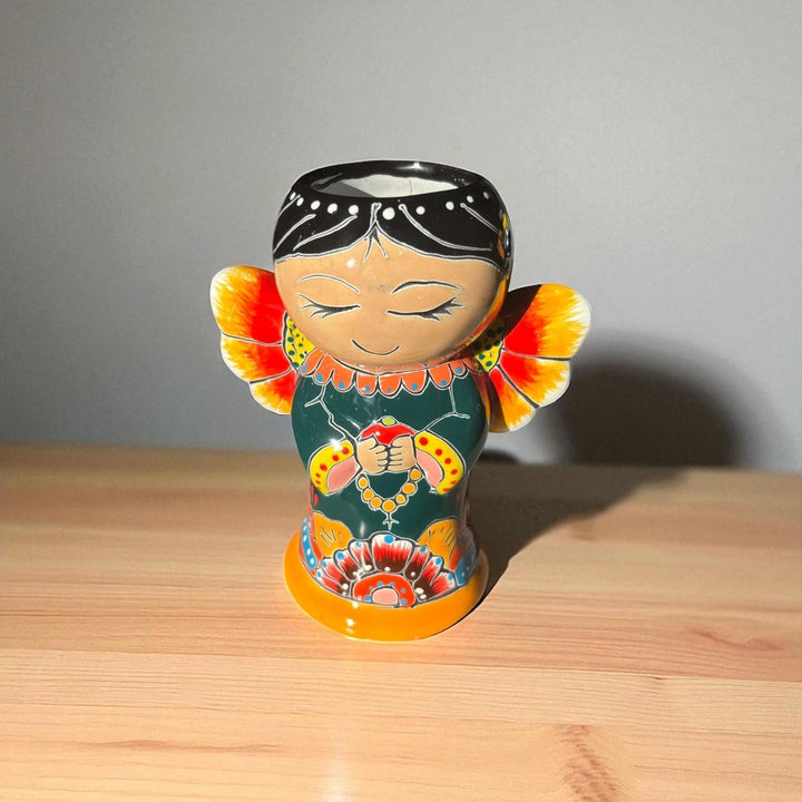 Cute Hand Painted Mexican Talavera Rosemary Praying Angel Mini Planter Pot – More Assorted Designs