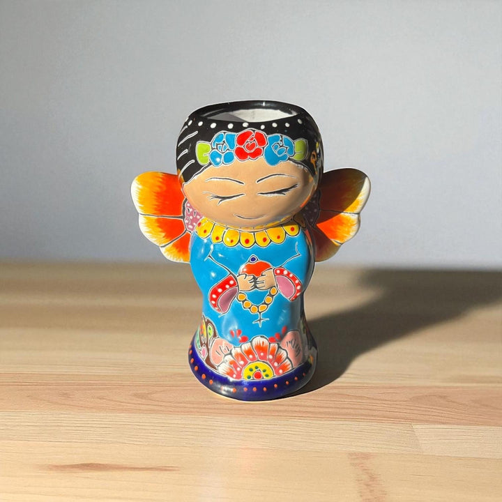 Cute Hand Painted Mexican Talavera Rosemary Praying Angel Mini Planter Pot – More Assorted Designs