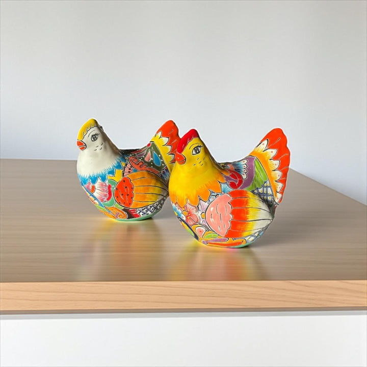 Cute Hand Painted Talavera Chicken Hen Sculpture – Assorted Designs