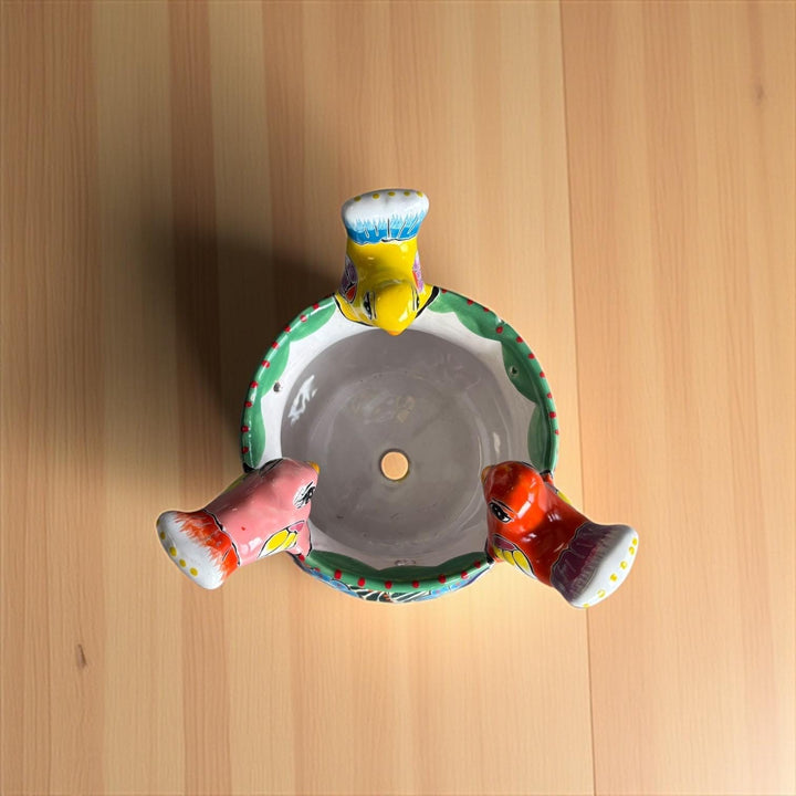Beautiful Hand Painted 3 Bird Hangable Mexican Talavera Planter Pot