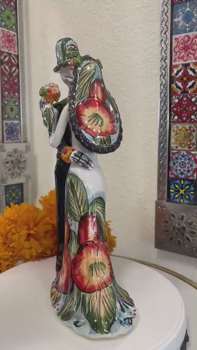 Small Hand Painted Wedding Bride and Groom Sculpture