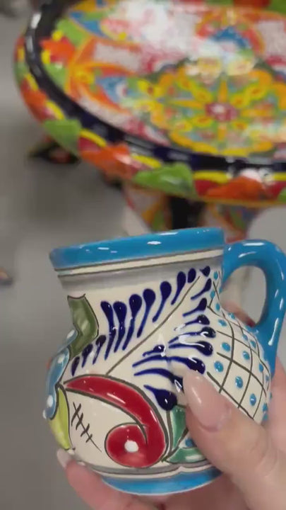 Colorful Hand Painted Mexican Talavera Coffee Belly Mug