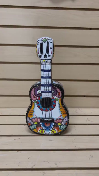 Colorful Talavera Guitar Statue