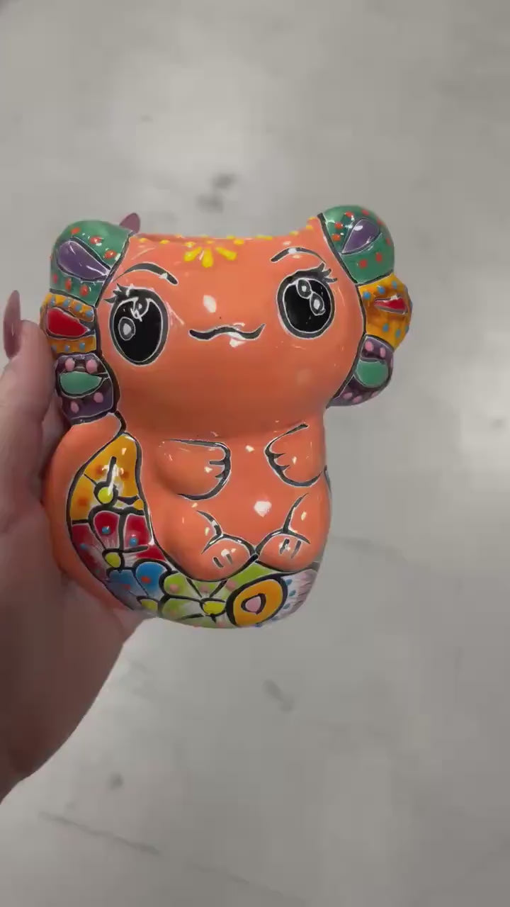 Cute Hand Painted Axolotl Planter Pot