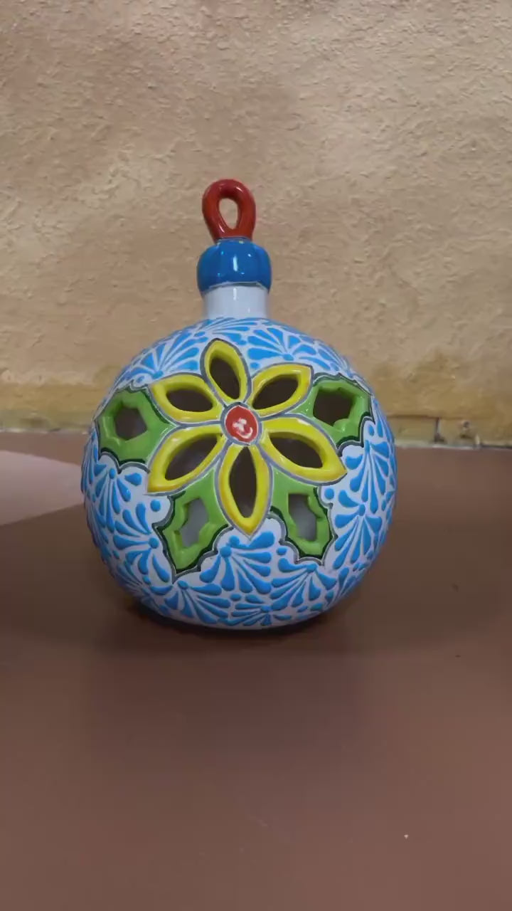 Hand Painted Christmas Tree Ornament Figure, Authentic Mexican Ceramic Hand Crafted Talavera