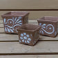 Clay Beige and White Hand Painted Planter Pot Set, Authentic Ceramic Hand Crafted Mexican Talavera