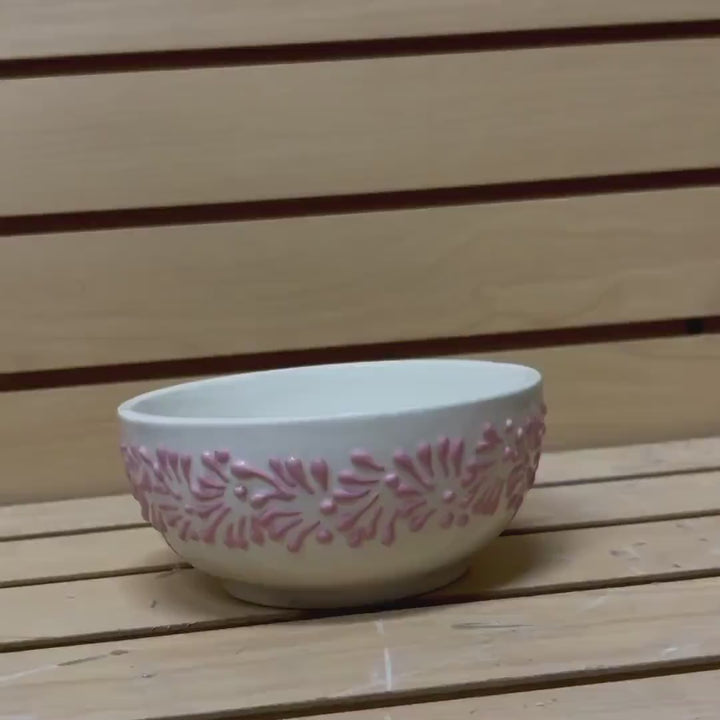 Hand Painted Talavera White and Baby Pink Cereal Bowls – Set of 2