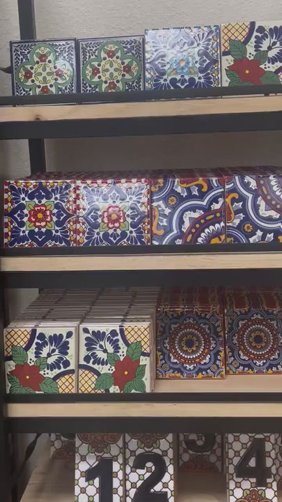 20 Mix & Match Small Hand Painted Tiles, 6 Unique Mexican Talavera Designs Available!