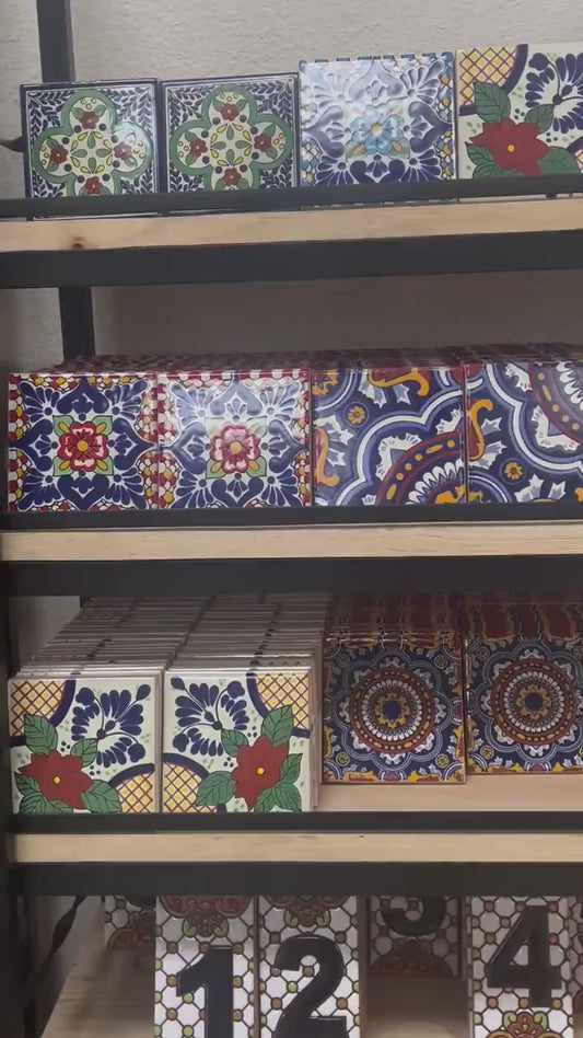 Single Hand Painted Small Tile, Over 50 Authentic Ceramic Hand Crafted Mexican Talavera Designs Available!