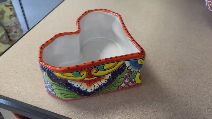 Small Colorful Hand Painted Heart Planter Pot