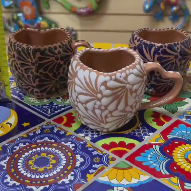 Hand Painted Talavera Small Heart Mug – Assorted Colors